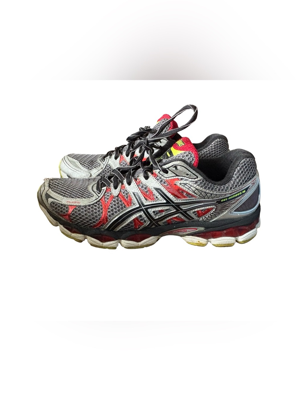 ASICS Gel-Nimbus Men's Running Shoes in Gray, Black and Red - size 8.5